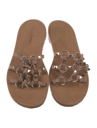 Valentino Rockstud Accents Leather Slides