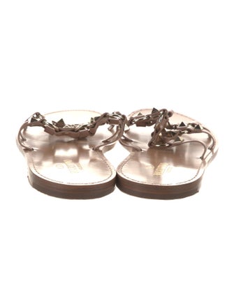 Valentino Rockstud Accents Leather Slides