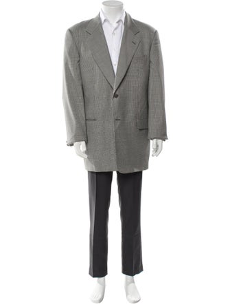 Valentino Virgin Wool Plaid Print Blazer