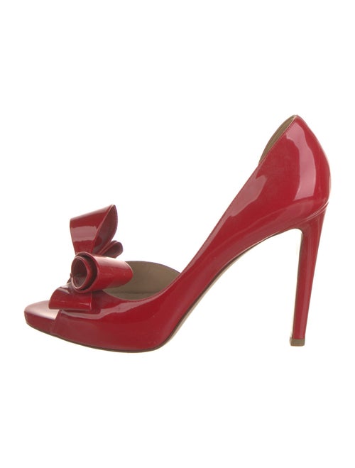 Valentino Patent Leather Bow Accents D'Orsay Pumps