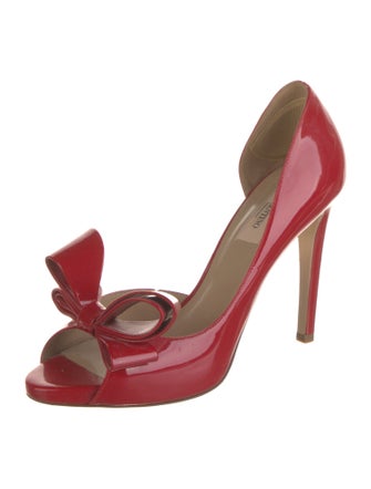 Valentino Patent Leather Bow Accents D'Orsay Pumps