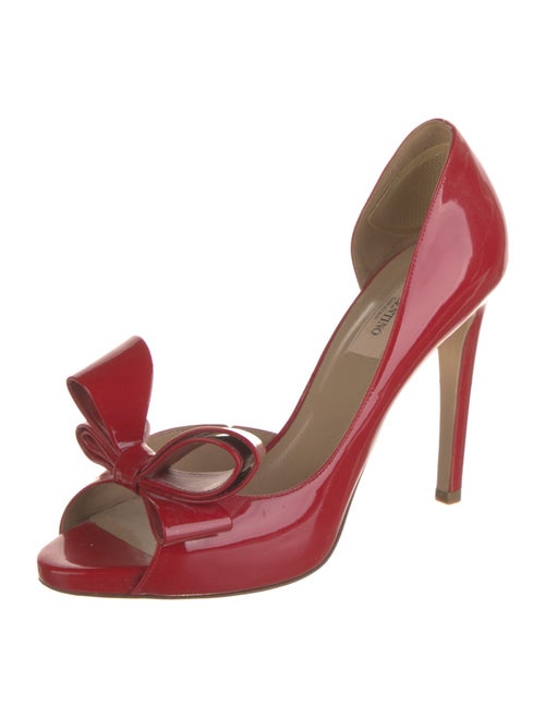 Valentino Patent Leather Bow Accents D'Orsay Pumps