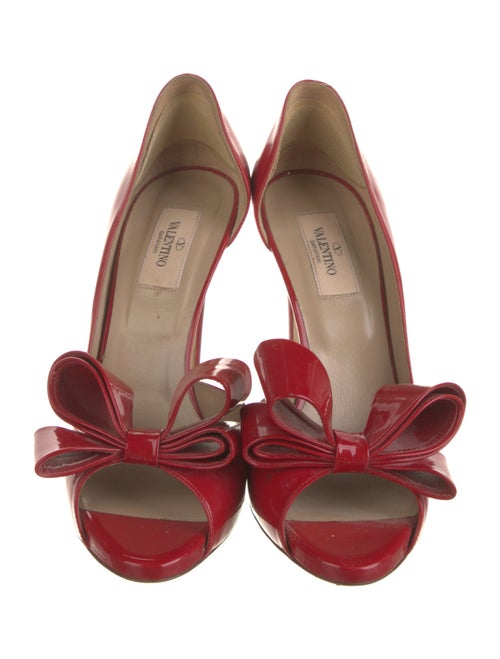 Valentino Patent Leather Bow Accents D'Orsay Pumps