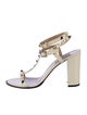 Valentino Rockstud Accents Patent Leather T-Strap Sandals