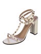 Valentino Rockstud Accents Patent Leather T-Strap Sandals