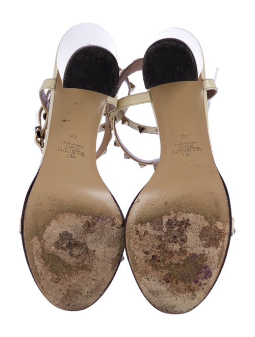 Valentino Rockstud Accents Patent Leather T-Strap Sandals