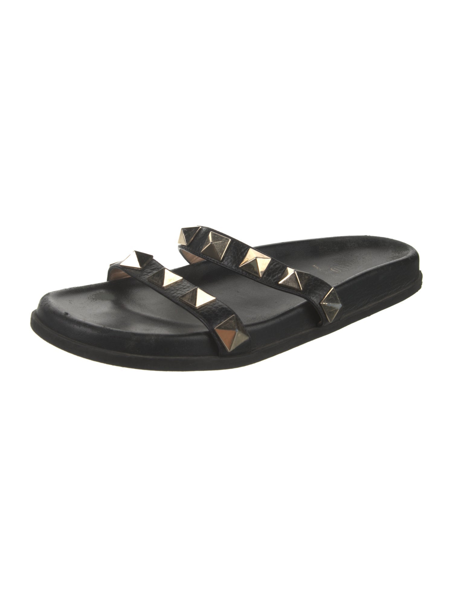 Valentino Rockstud Accents Leather Slides