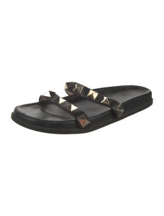 Valentino Rockstud Accents Leather Slides