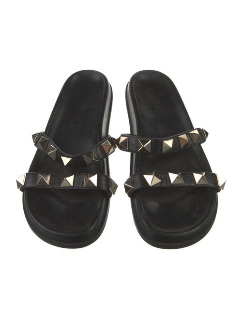 Valentino Rockstud Accents Leather Slides