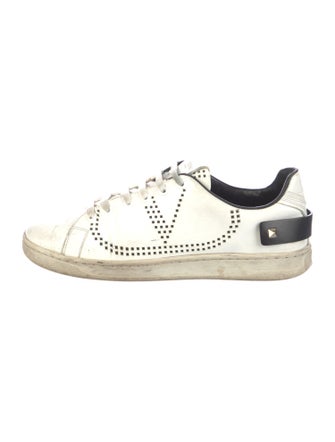 Valentino Rockstud Accents Leather Sneakers