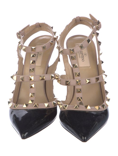 Valentino Rockstud Accents Patent Leather T-Strap Pumps
