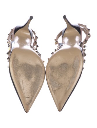 Valentino Rockstud Accents Patent Leather T-Strap Pumps