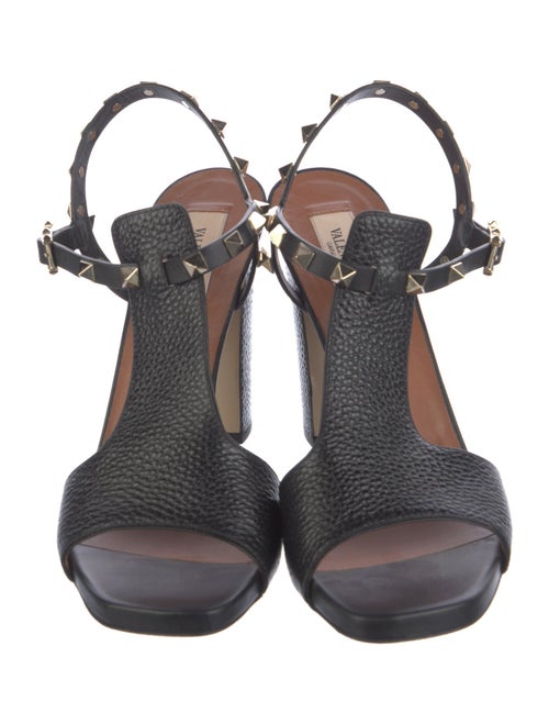 Valentino Rockstud Accents Leather T-Strap Sandals