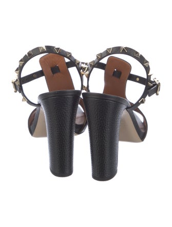 Valentino Rockstud Accents Leather T-Strap Sandals
