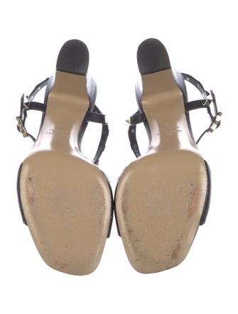 Valentino Rockstud Accents Leather T-Strap Sandals