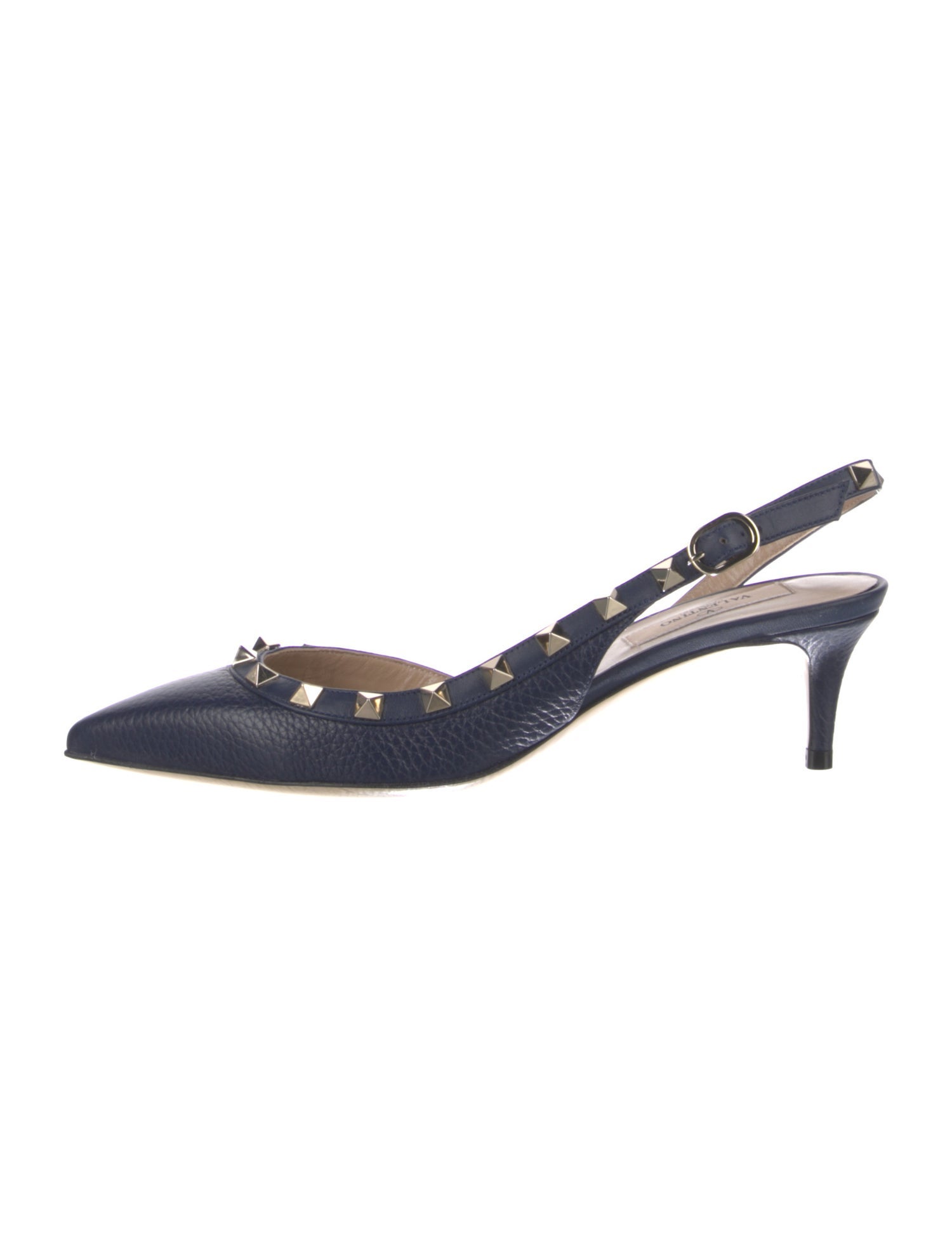 Valentino Rockstud Accents Leather Slingback Pumps