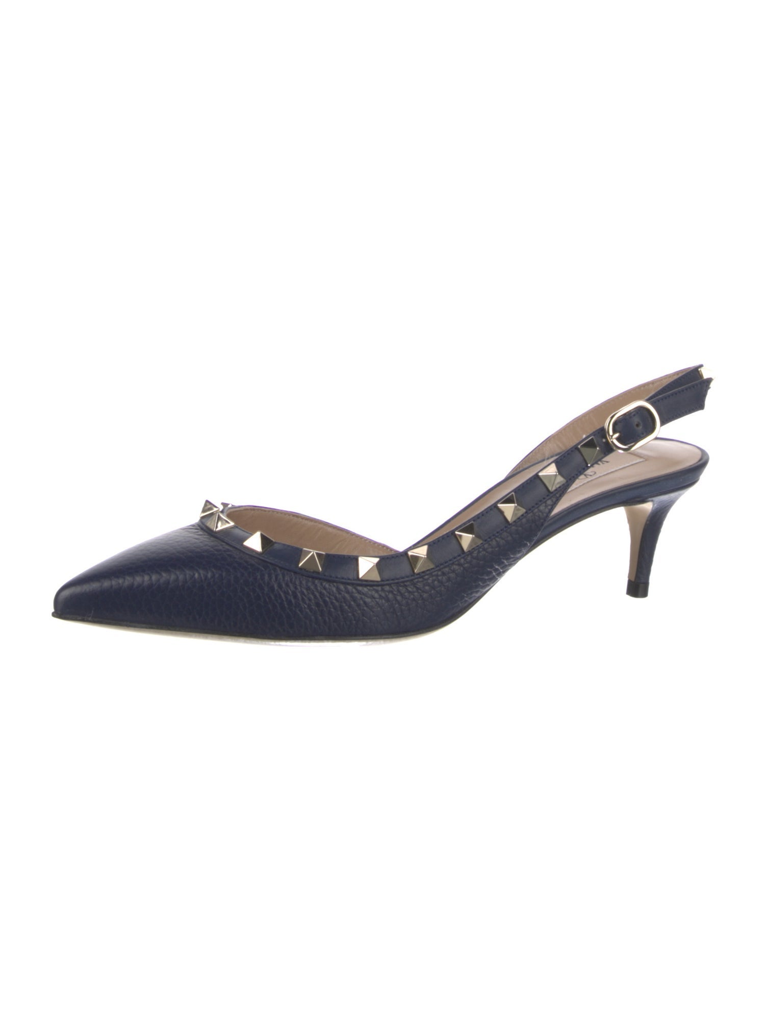 Valentino Rockstud Accents Leather Slingback Pumps