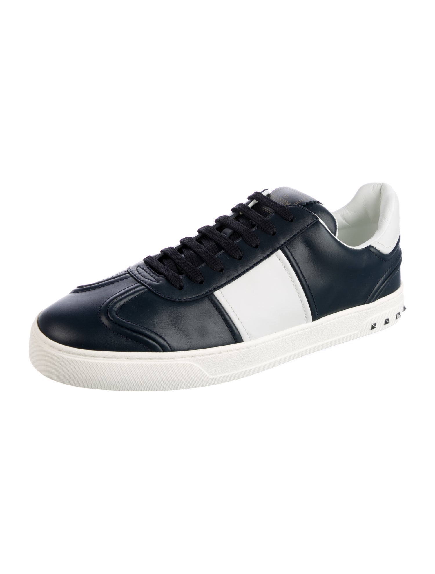 Valentino Leather Colorblock Pattern Sneakers