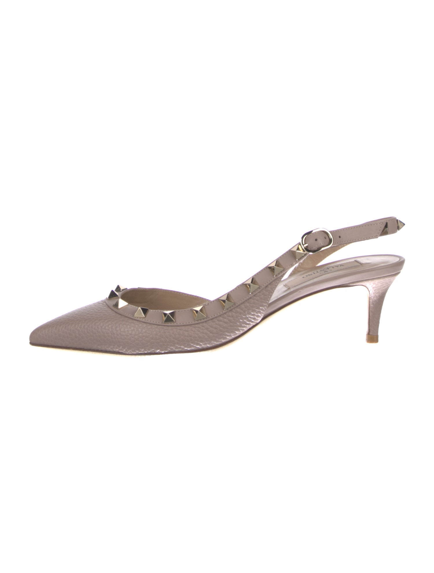 Valentino Rockstud Accents Leather Slingback Pumps