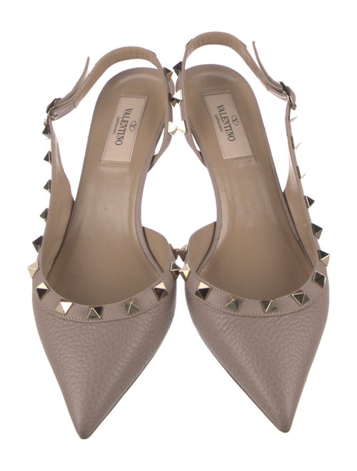 Valentino Rockstud Accents Leather Slingback Pumps