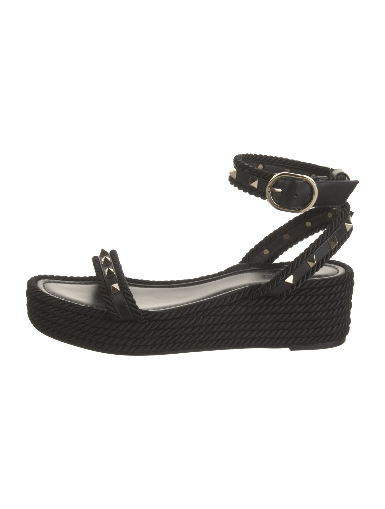 Valentino Rockstud Accents Leather Espadrilles