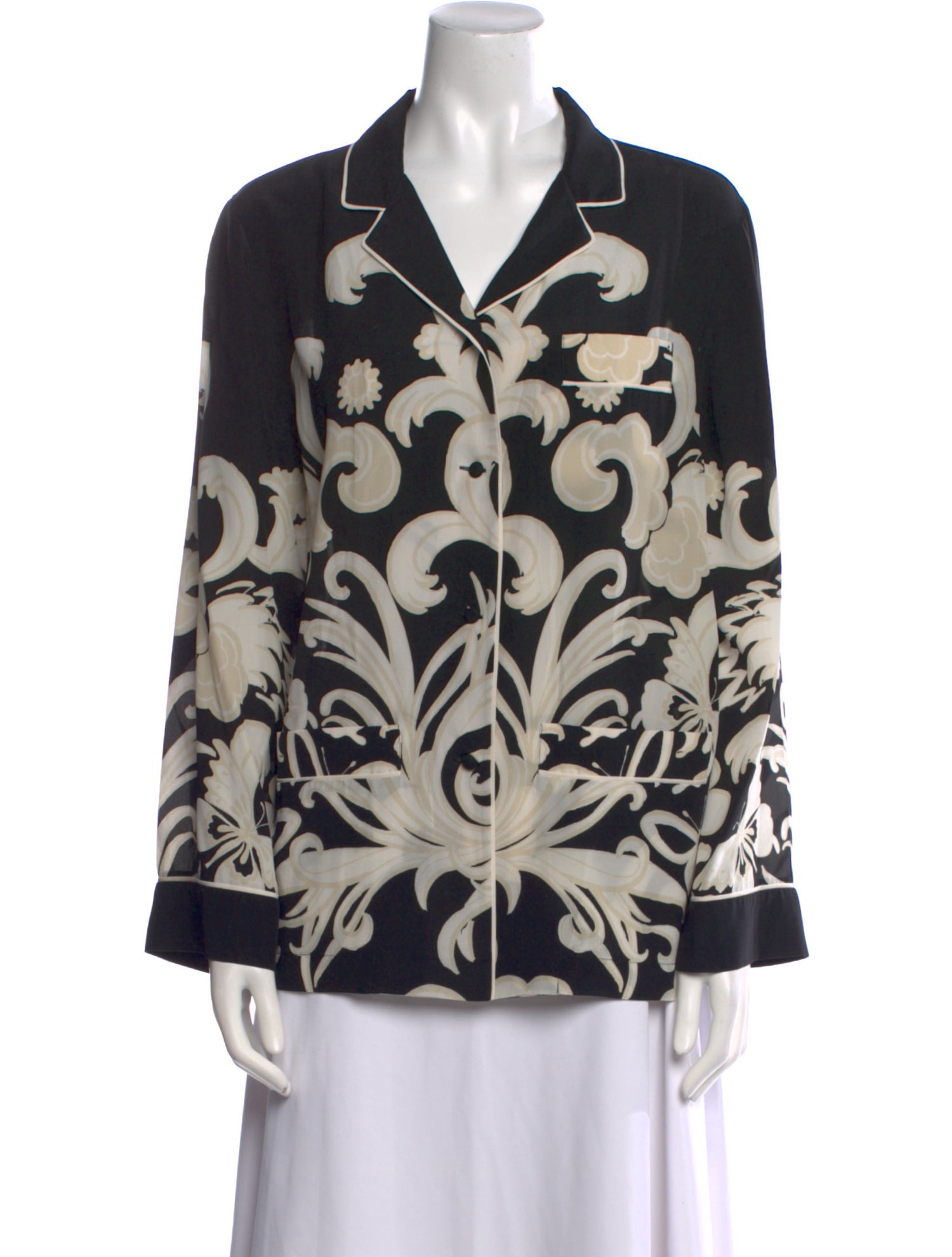 Valentino Silk Printed Button-Up Top