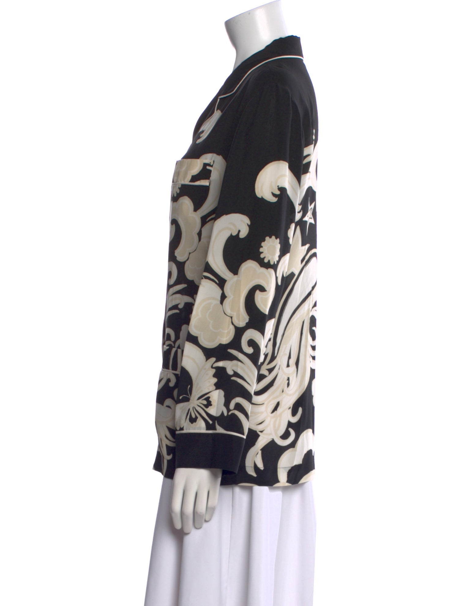 Valentino Silk Printed Button-Up Top