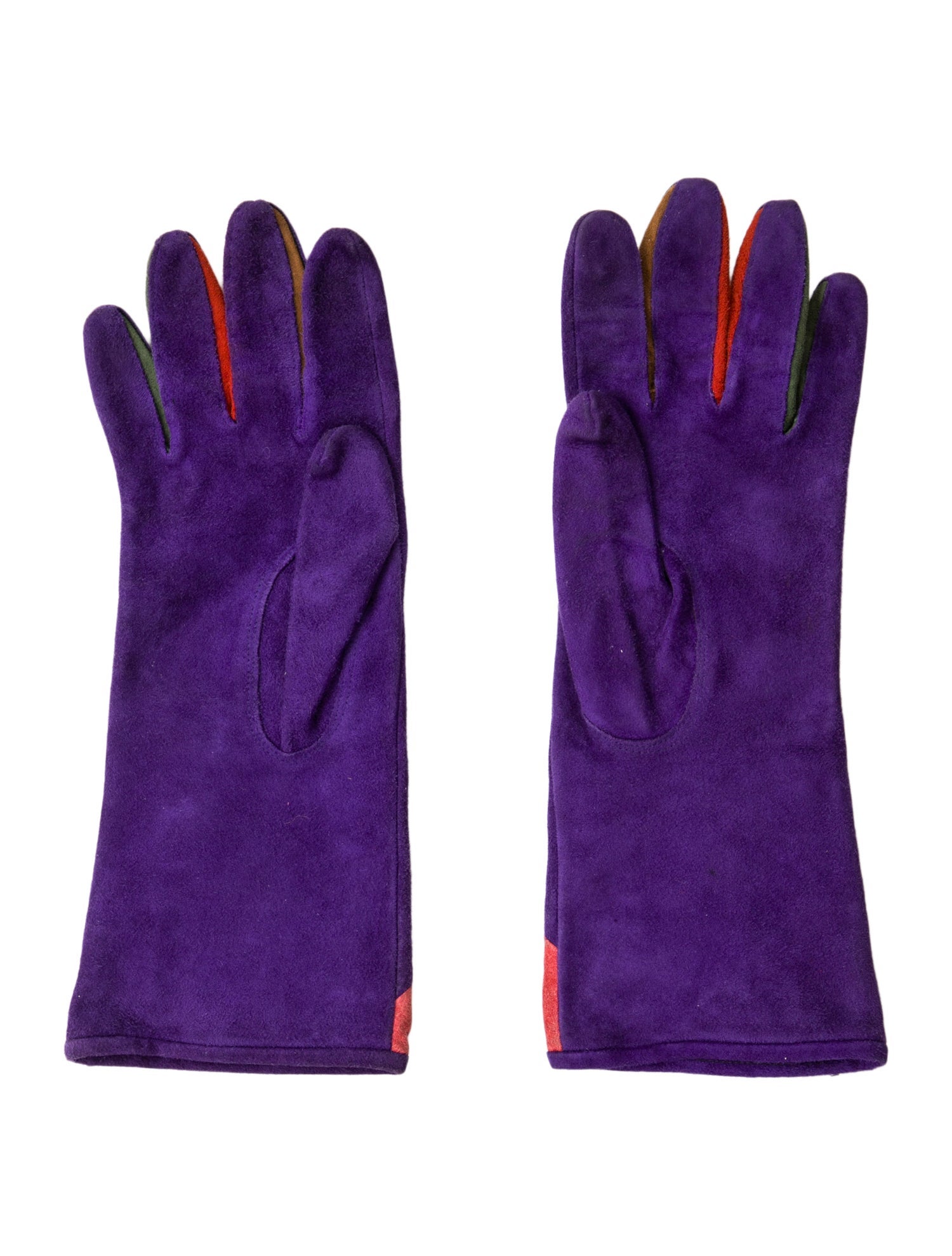 Valentino Vintage Suede Embroidered Gloves