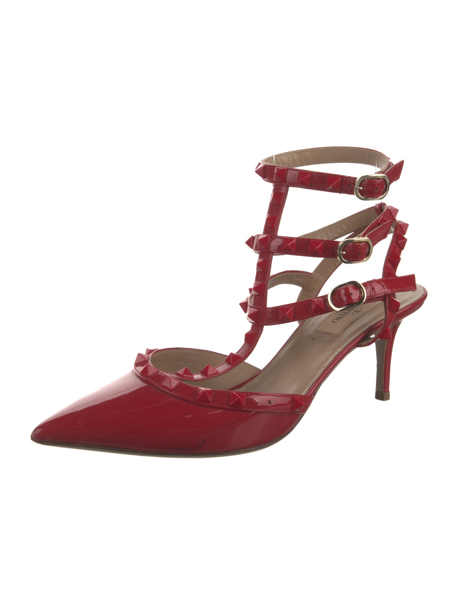 Valentino Rockstud Accents Patent Leather Slingback Pumps