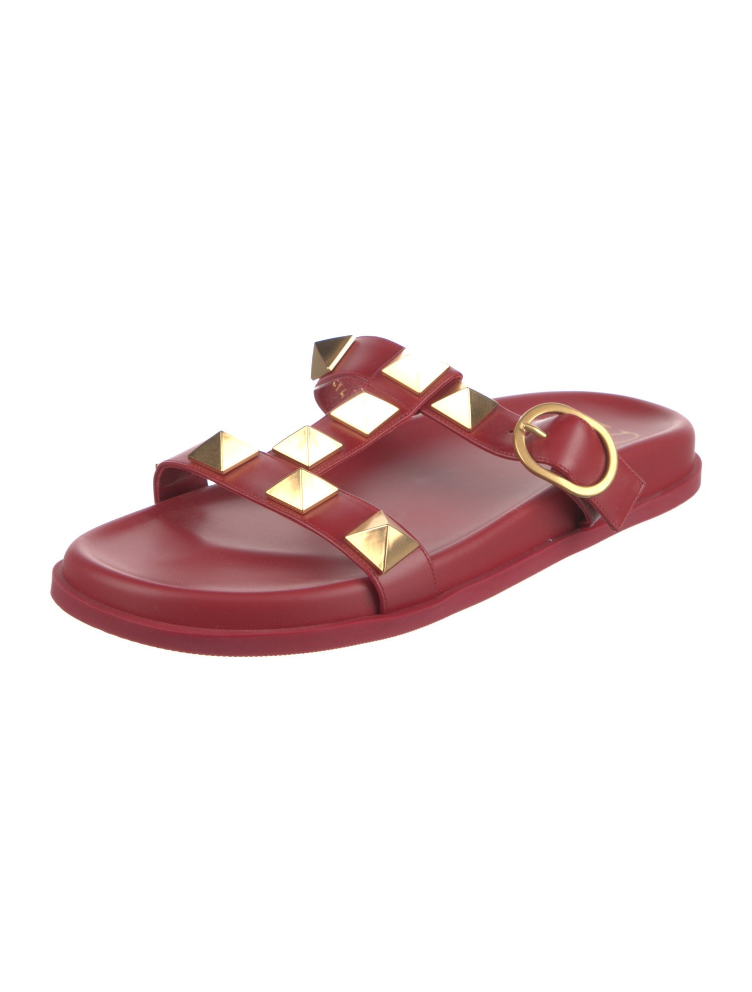 Valentino Rockstud Accents Leather Slides