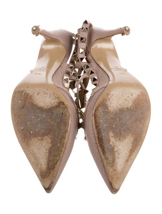 Valentino Rockstud Accents Leather T-Strap Pumps