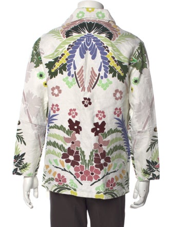 Valentino Hemp Floral Print Polo Shirt