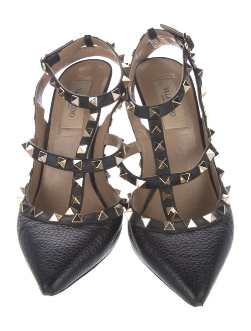 Valentino Rockstud Accents Leather T-Strap Pumps