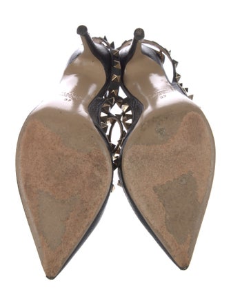 Valentino Rockstud Accents Leather T-Strap Pumps