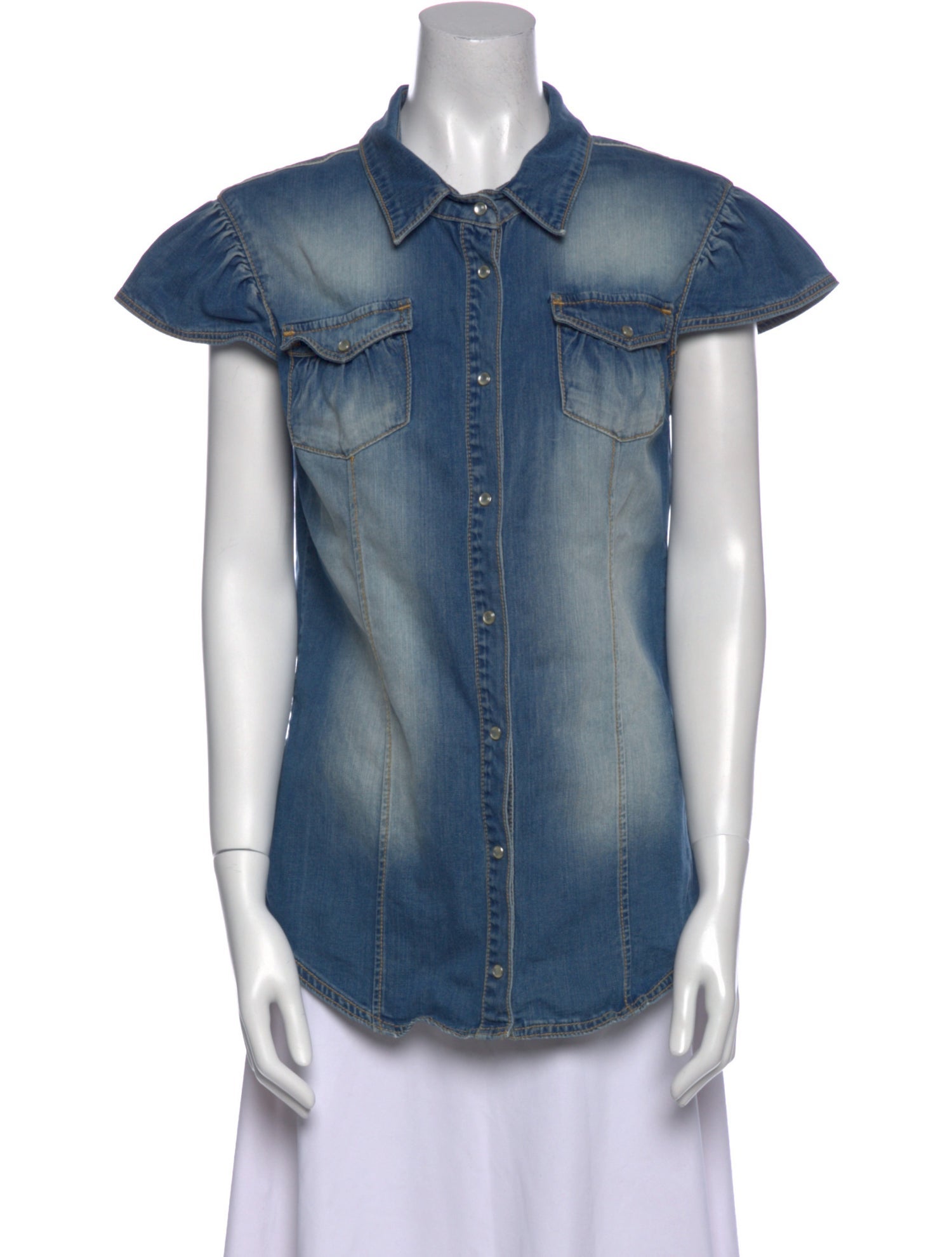 Red Valentino Short Sleeve Button-Up Top