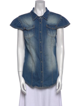 Red Valentino Short Sleeve Button-Up Top