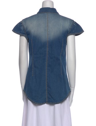 Red Valentino Short Sleeve Button-Up Top