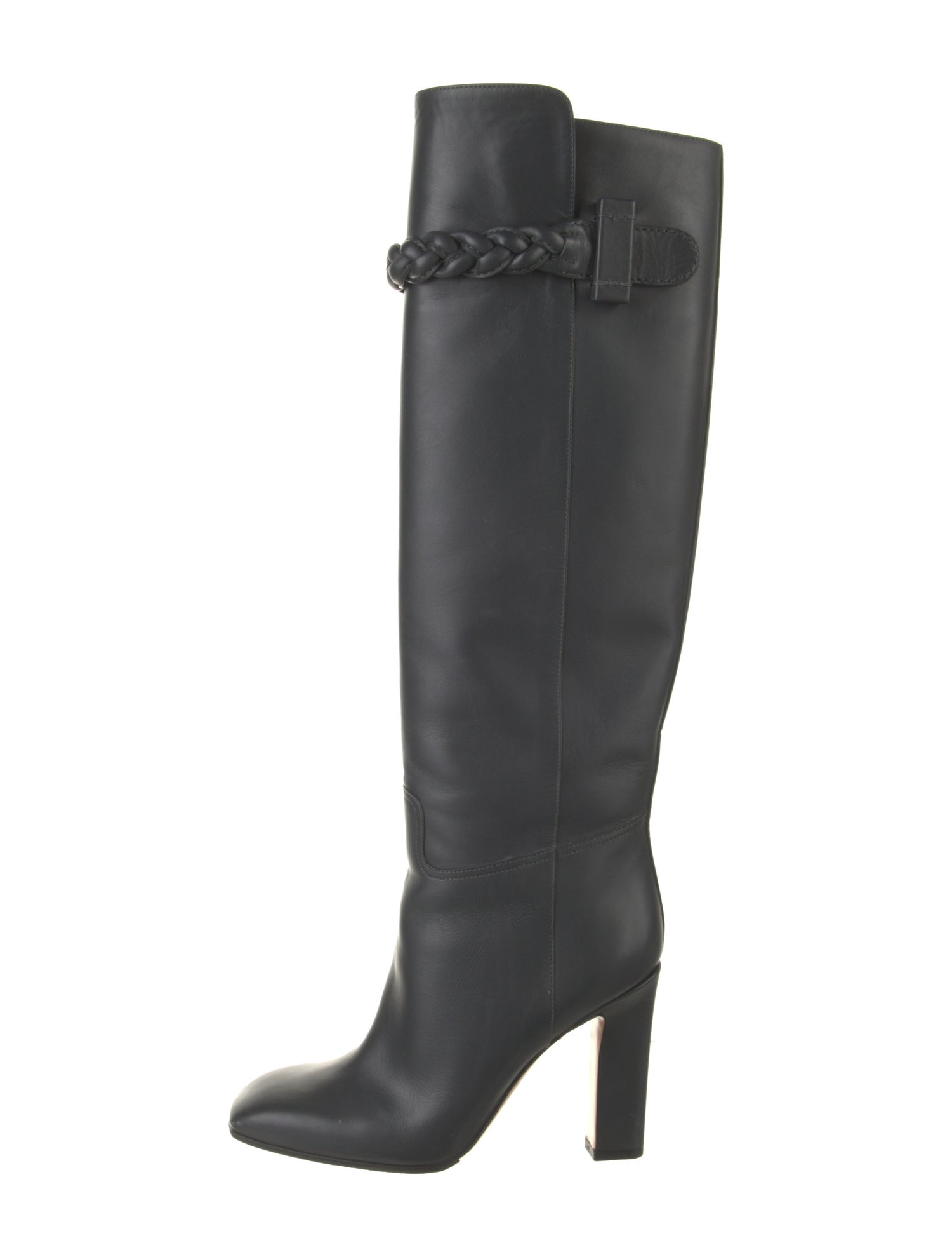 Valentino Leather Braided Accents Boots