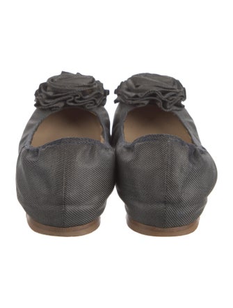Valentino Denim Ruffle Embellishment Ballet Flats