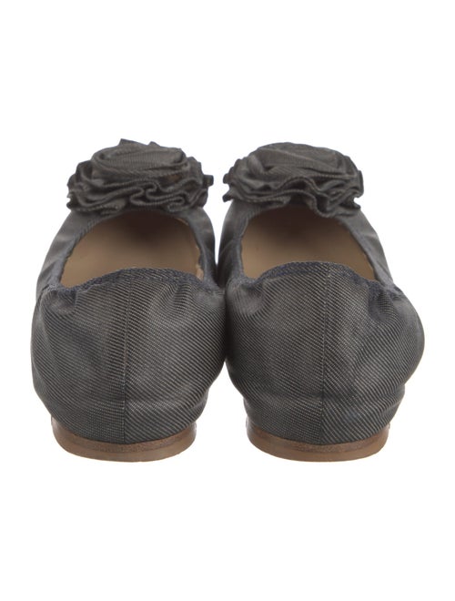 Valentino Denim Ruffle Embellishment Ballet Flats
