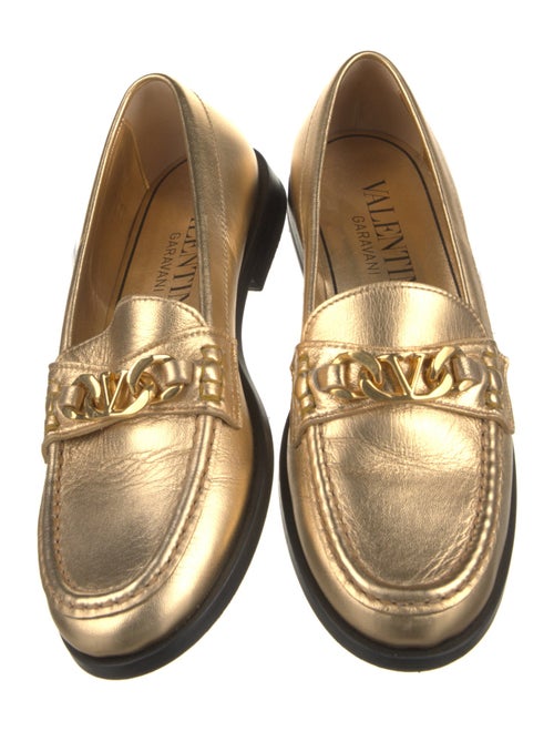 Valentino Leather Chain-Link Accents Loafers