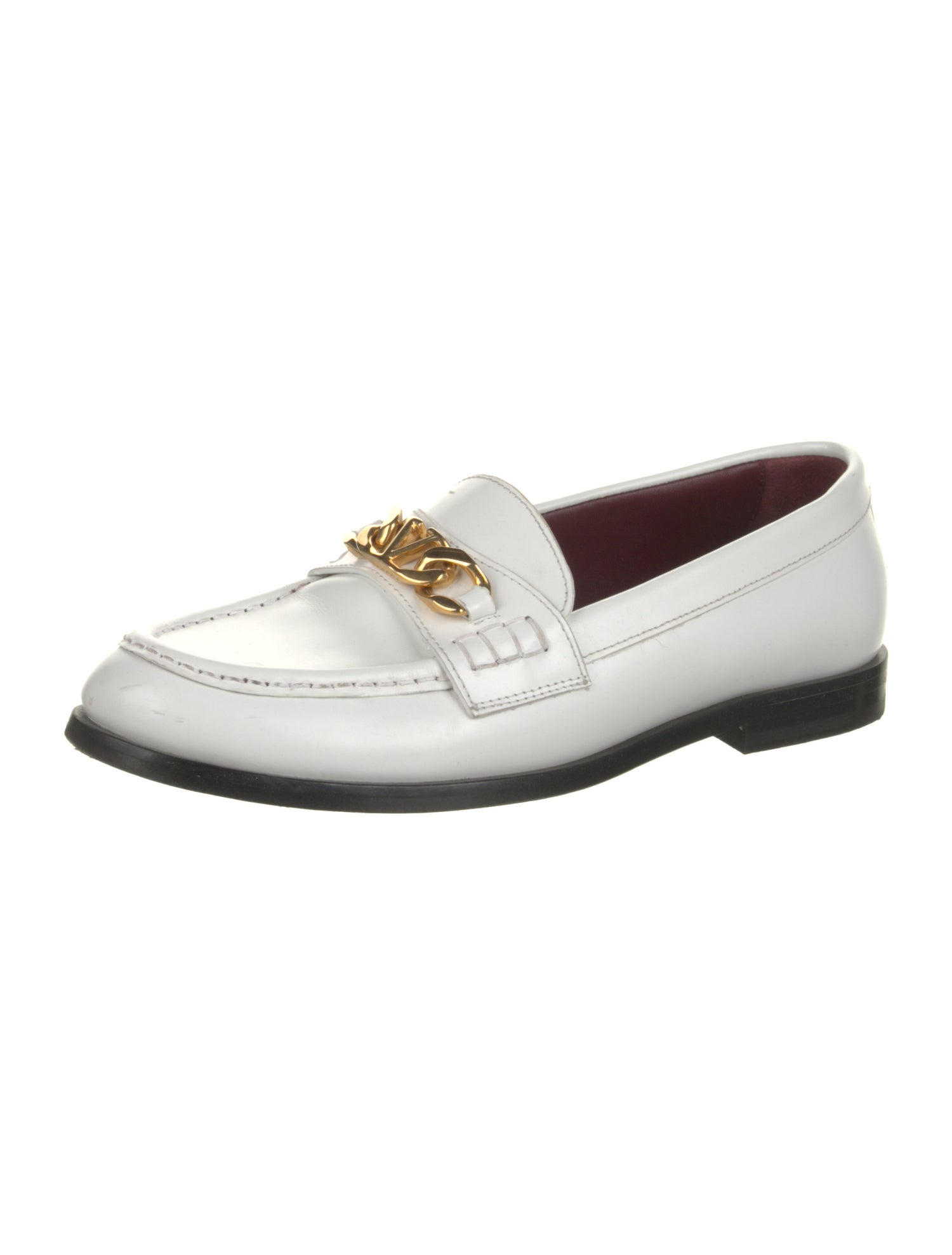 Valentino Leather Chain-Link Accents Loafers