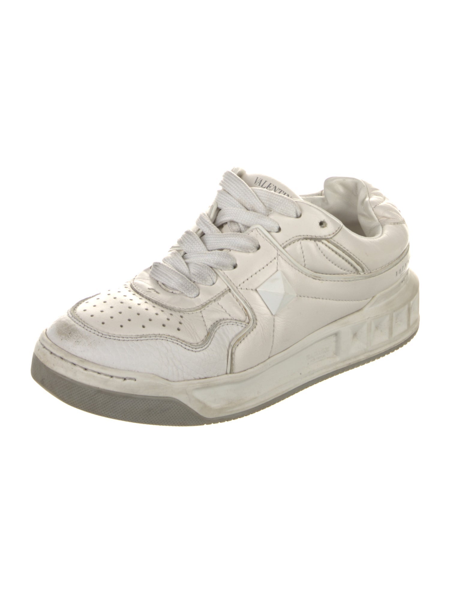 Valentino Rockstud Accents Leather Sneakers