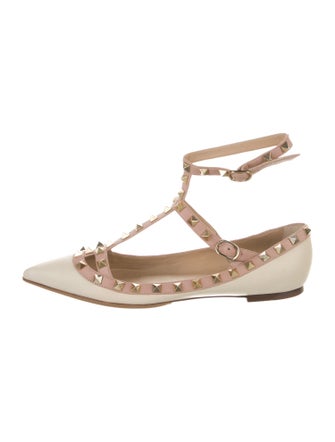 Valentino Rockstud Accents Leather Ballet Flats