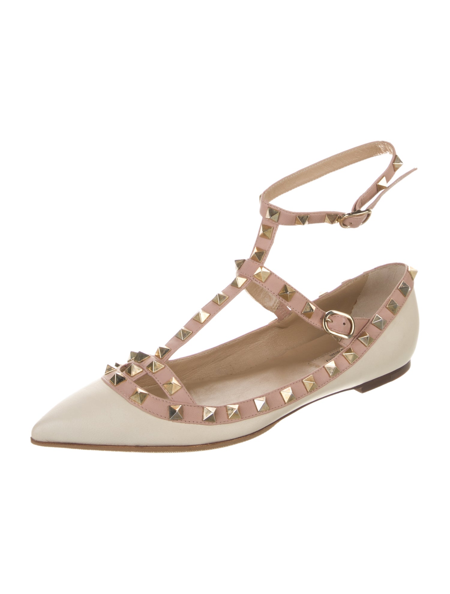Valentino Rockstud Accents Leather Ballet Flats