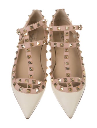 Valentino Rockstud Accents Leather Ballet Flats