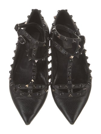 Valentino Rockstud Accents Leather Ballet Flats