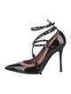 Valentino Patent Leather Colorblock Pattern T-Strap Pumps