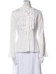 Valentino Tie Neck Long Sleeve Button-Up Top