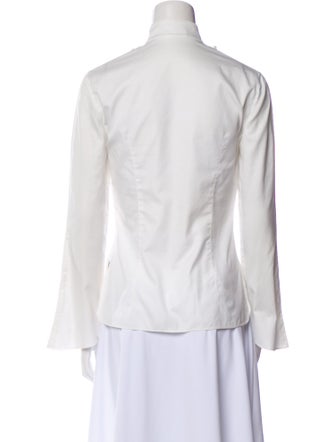 Valentino Tie Neck Long Sleeve Button-Up Top